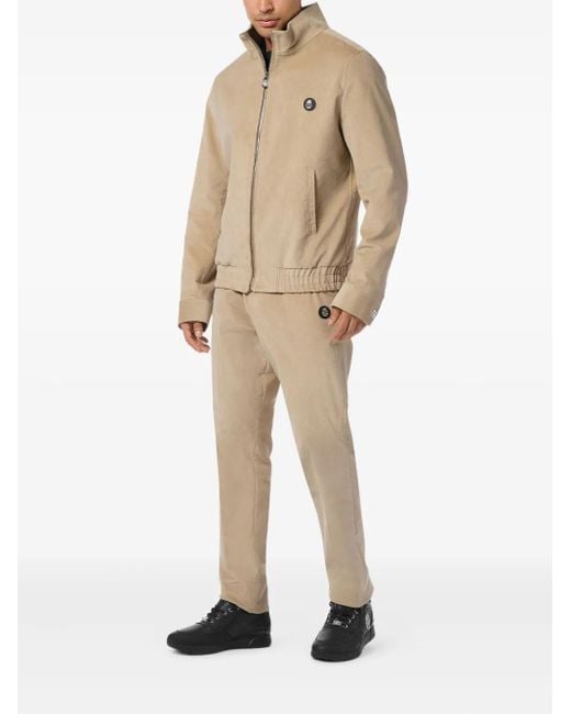 Billionaire Natural Corduroy Zip-Up Bomber Jacket for men