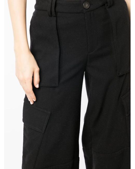 Vince Black Flannel Wide-Leg Trousers