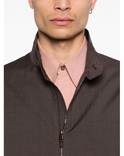 Canali Brown Zip-Fastening Pocket Overshirt for men