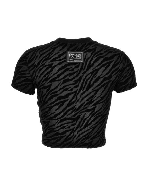 Versace Jeans Couture Black Zebra-Devoré T-Shirt
