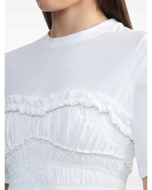 CECILIE BAHNSEN White Vilde Ruched T-shirt