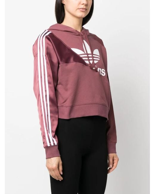 Adidas Red Cropped Drawstring Hoodie
