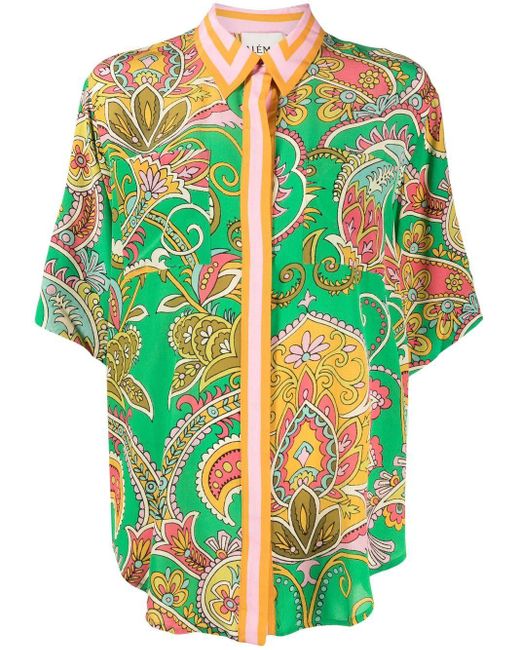 ALÉMAIS Floral-print Silk Shirt in Green | Lyst