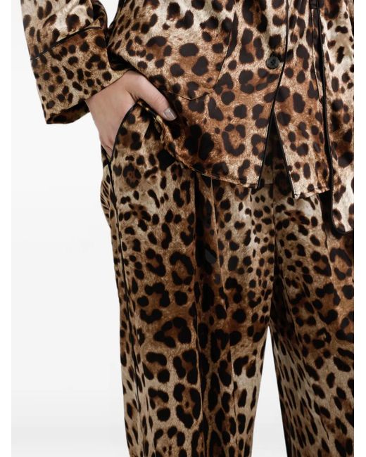 Dolce & Gabbana Brown Leopard-print Satin Pajama Pants