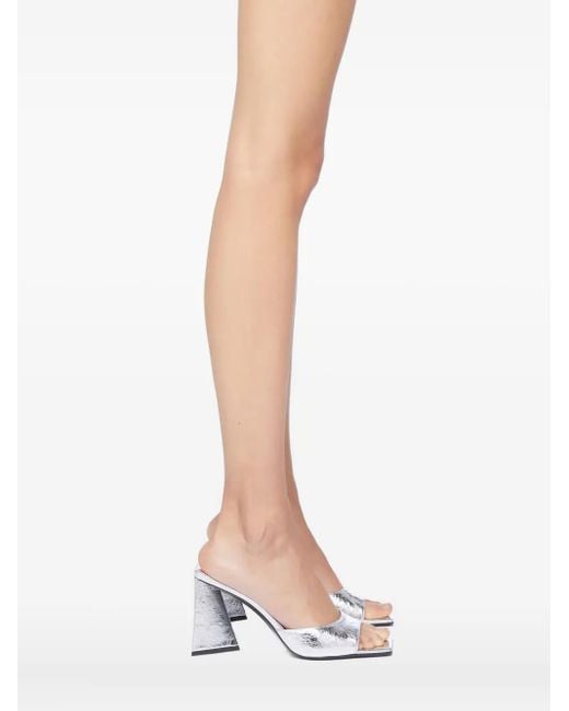 The Attico White 100Mm Devon Metallic Leather Sandals