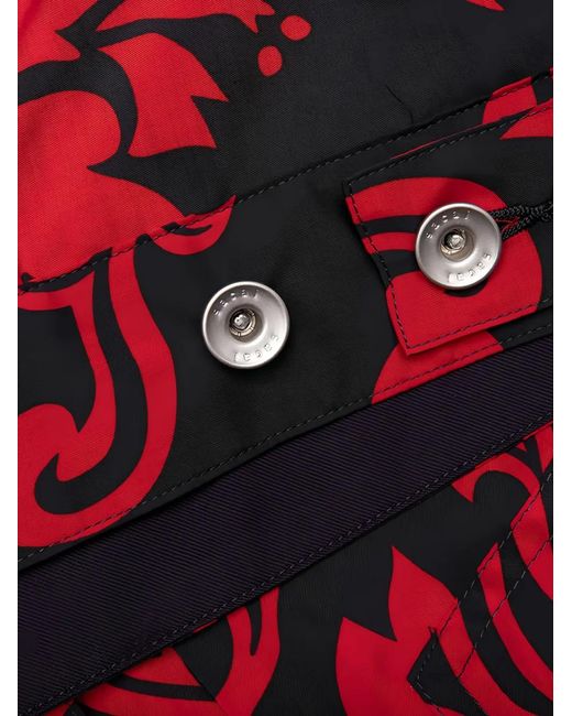 Sacai Red Leaf-Print Shirt Jacket for men