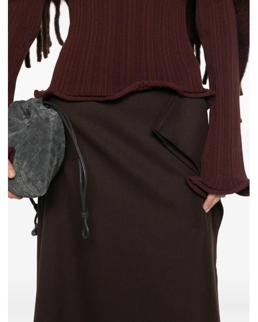 Séfr Black Button Slit Skirt