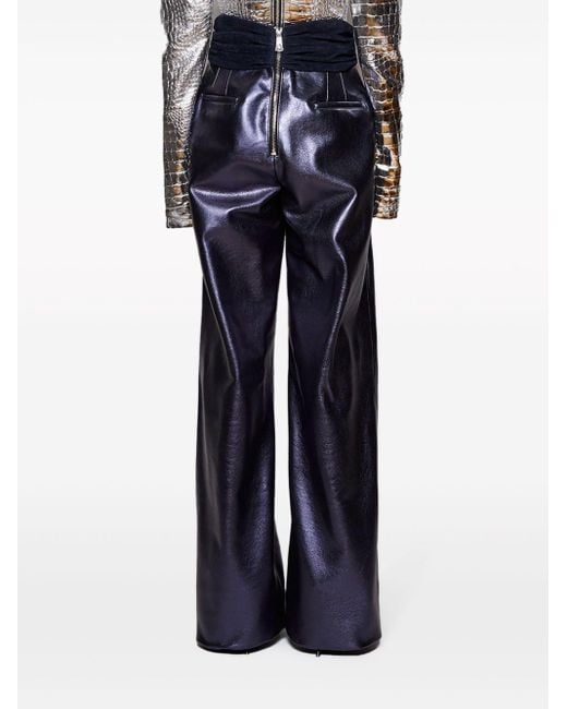 LAQUAN SMITH Blue Panelled High-shine Trousers