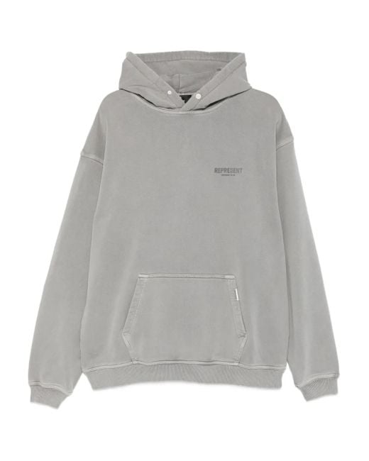 Represent Gray Logo-Print Hoodie for men