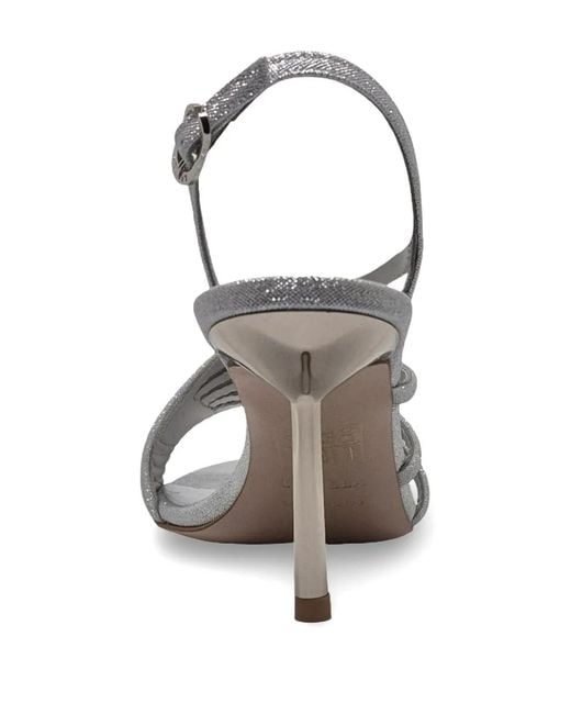 Le Silla White Glitter-Detail Strappy Heeled Sandals
