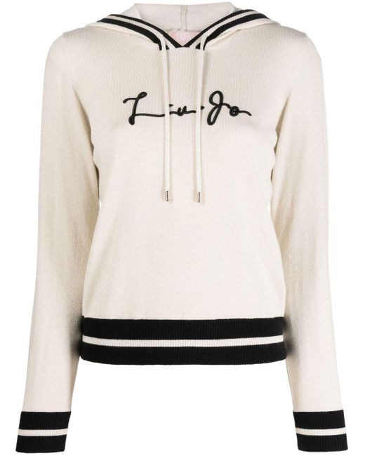 Liu Jo Logo-embroidered Pullover Hoodie in Gold (Metallic) | Lyst