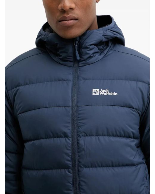 Jack Wolfskin Blue Ather Down Hooded Quilted Jacket for men