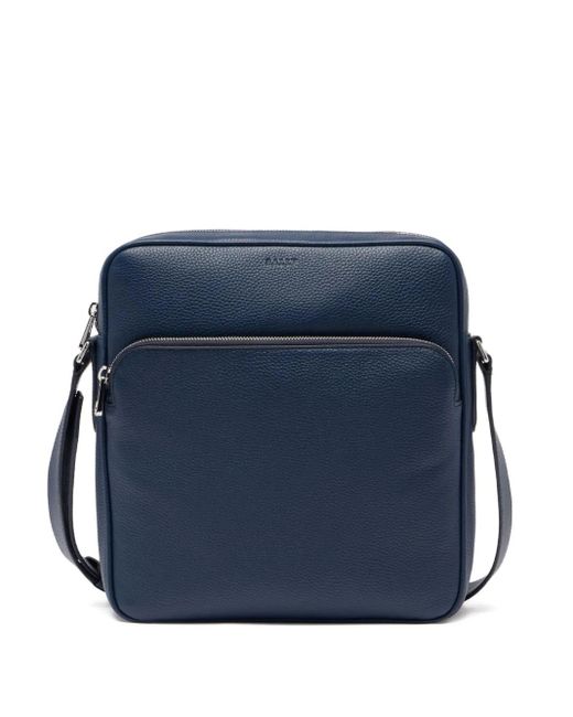 Bally Blue City Grained Rectangular Messenger Bag for men