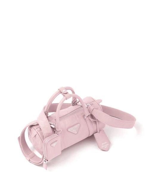 Prada Pink Logo-Plaque Tote Bag