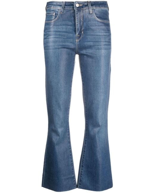 L'Agence Blue Kendra Flared Cropped Jeans