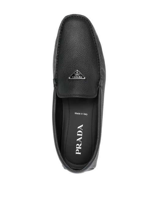 Prada Black Triangle Logo Loafers for men