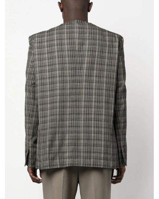 Maison Mihara Yasuhiro Gray Checked-Pattern Blazer for men