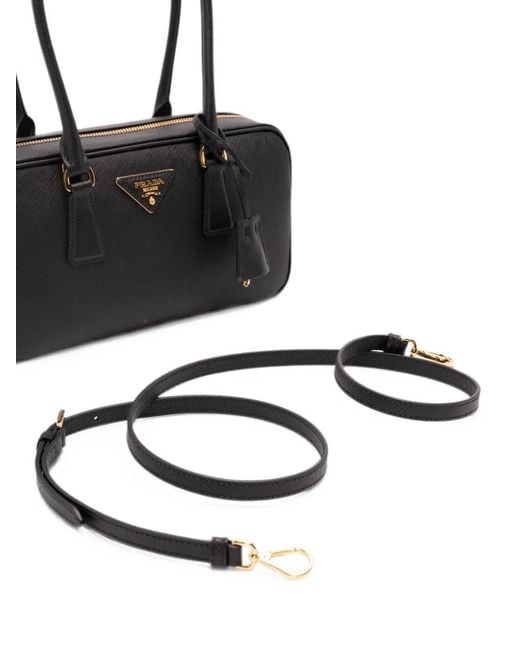 Bolso Shopper Con Logo Triangular Prada de color Black