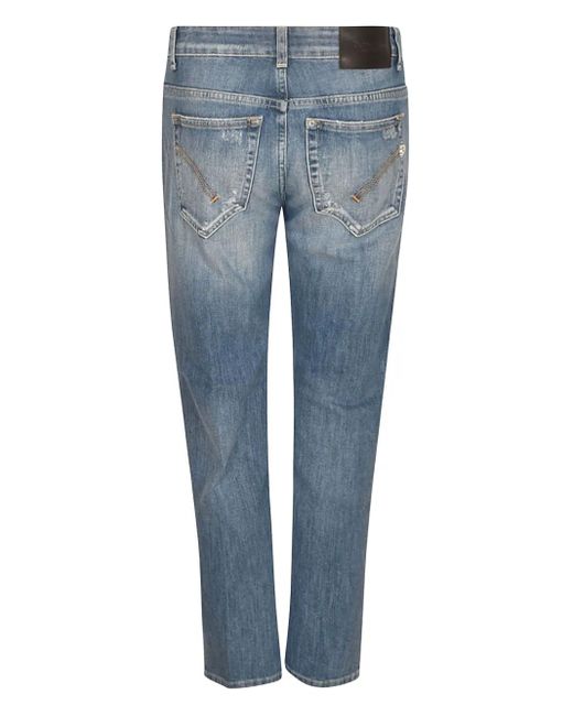 Dondup Blue Distressed Logo-Patch Jeans