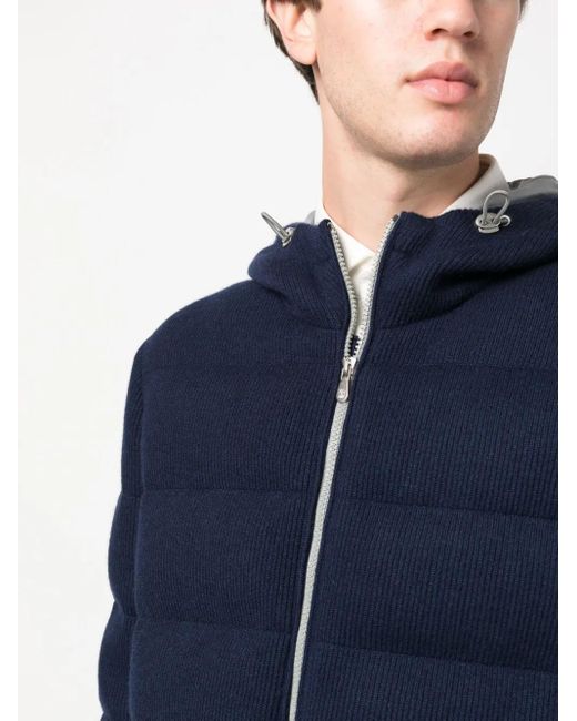 Brunello Cucinelli Blue Cashmere Down Jacket for men