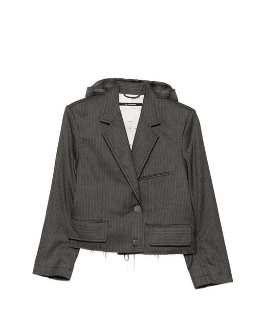 Song For The Mute Gray Pinstripe Hooded Jacket