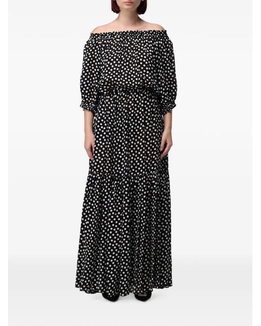 CRI.DA Black Formentera Polka-Dot Maxi Dress