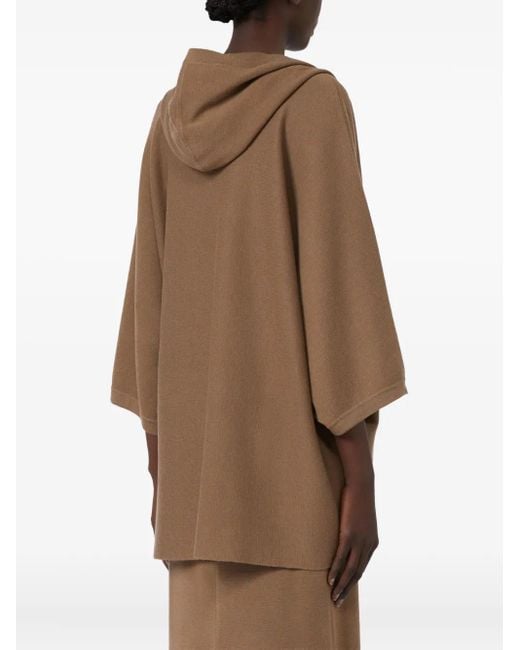Max Mara Brown Hooded Virgin-wool Cardigan