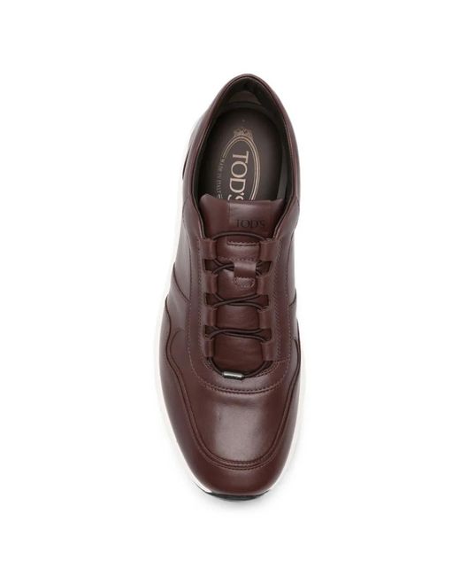 Tod's Brown Leather Panelled Sneakers for men