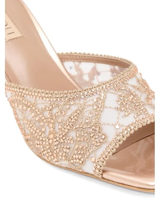 Nicoli Natural Lace Embellished Mules