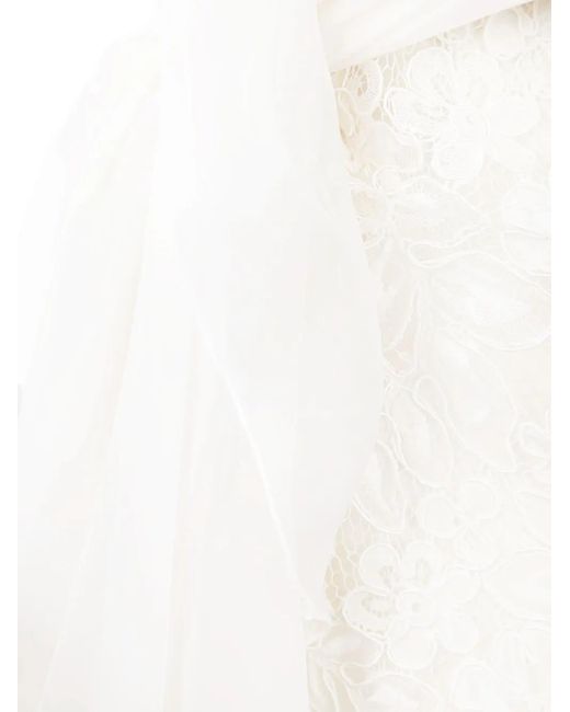 Valentino Garavani White Floral Lace One-Shoulder Midi Dress