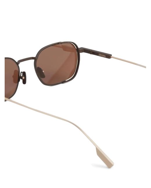Zegna Black Lunettes De Soleil À Monture Ovale for men