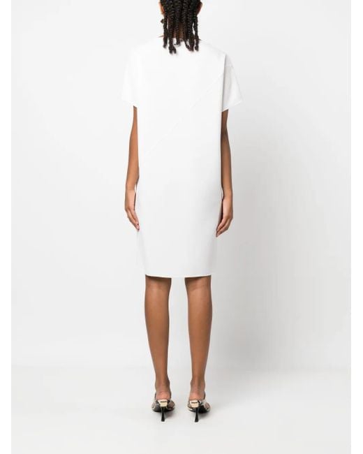 Gianluca Capannolo White Short-Sleeved Wool Dress