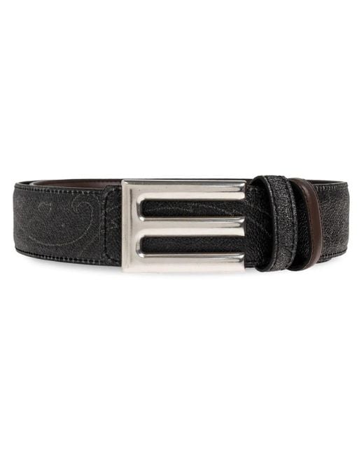 Etro Black Logo-Buckle Belt for men
