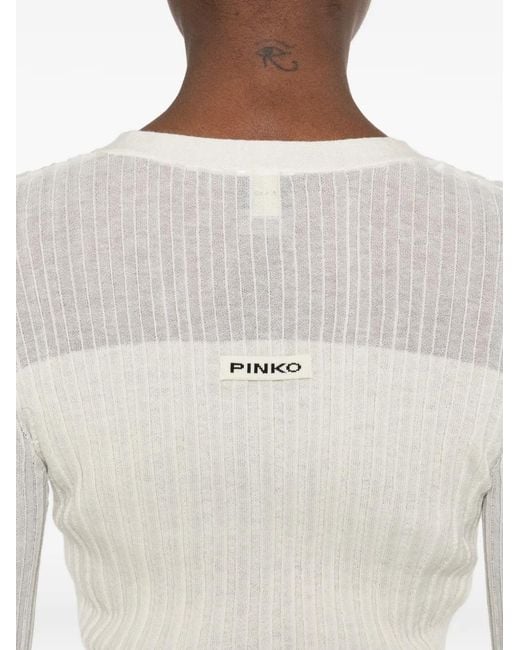 Pinko White V-Neck Cardigan