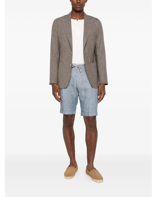Barba Napoli Blue Capri Drawstring Shorts for men