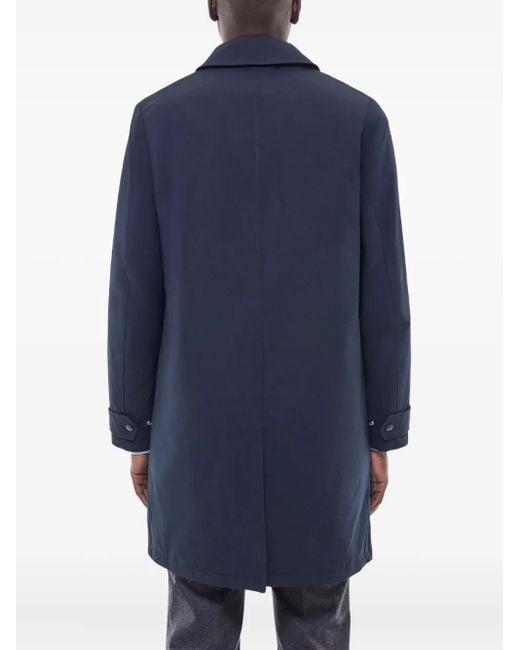 Fursac Blue Button-Fastening Welt-Pocket Trench Coat for men