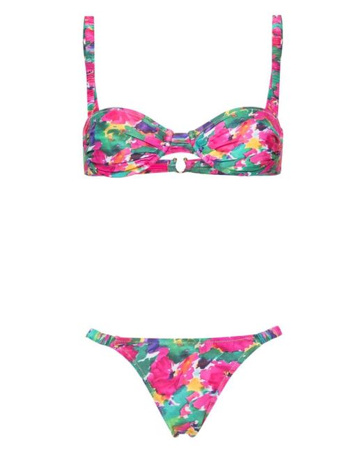 Reina Olga Pink Marti Abstract-pattern Bikini Set