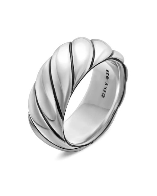David Yurman White Sculpted Cable Sterlingsilber-Ring (9Mm)