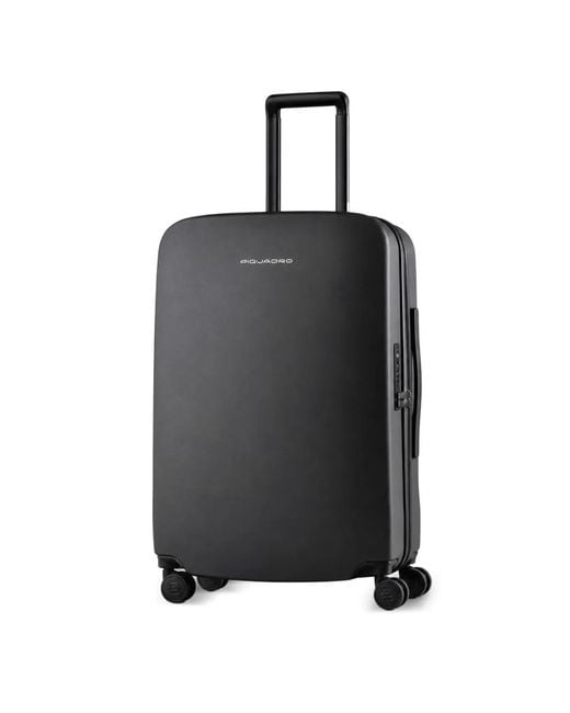 Piquadro Black Logo-Plaque Hardshell Suitcase for men