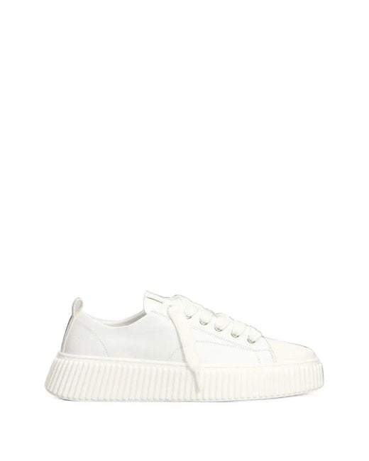 Rhun White 2020 Ridged-Sole Leather Sneakers