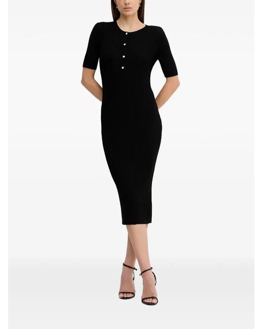 DKNY Black Button Rib Dress