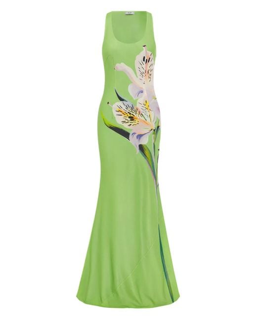 LEO LIN Maxi-Jurk Met Lelieprint in het Green