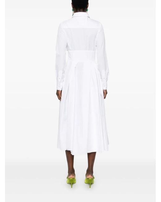 Viktor & Rolf White Pleated Midi Shirt Dress