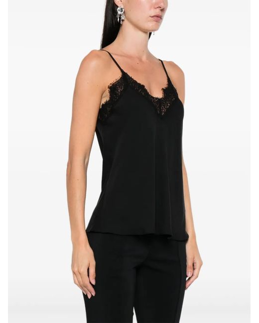 Nissa Black Lace-Trim Top