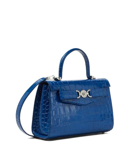 Versace Blue Croc-Effect Medusa '95 Handbag