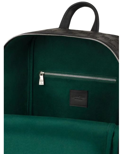 PLACE OF ELMS Black Onyx Logo-Embossed Leather Backpack