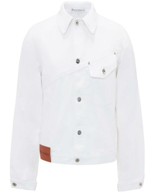 J.W. Anderson White Cropped-Jeansjacke mit verdrehtem Design