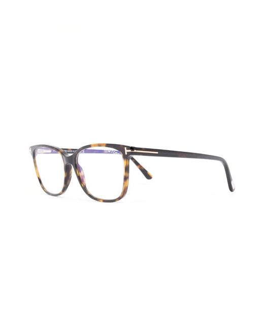 Tom Ford Brown Tortoiseshell-Effect Square-Frame Glasses