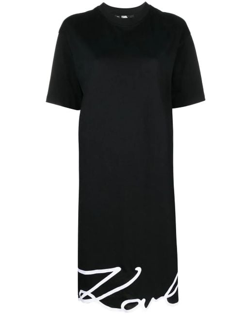 Karl Lagerfeld Black Signature Hem Organic-Cotton Dress