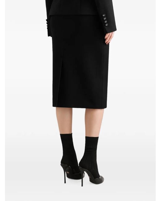 Dolce & Gabbana Black Double Wool Crêpe Skirt